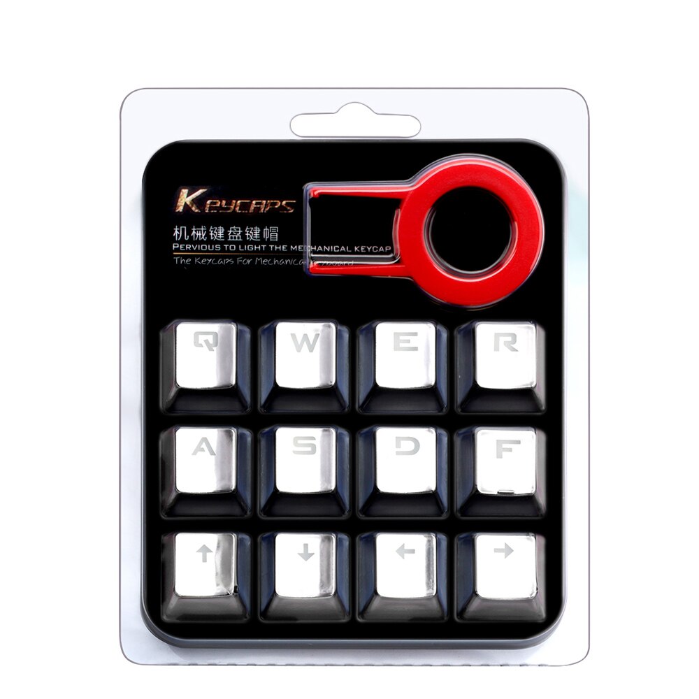 Redragon 12 Key Double Shot Injection Backlit Electroplated mechanical keyboard keycaps For Cherry MX style Including key-puller: Silver