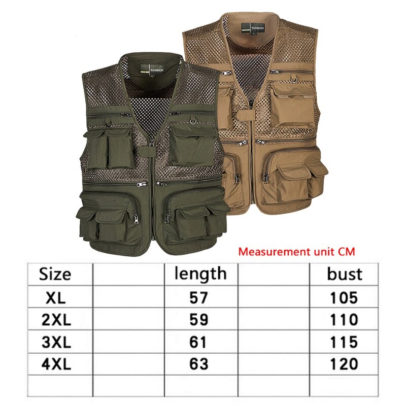 Goed! vistop, sneldrogend, ademend, multi-pocket mesh jack, fotografie wandeltop, legergroen vistop, rn