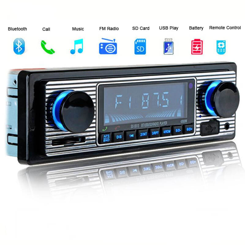 Auto Car Radio 1 DIN Bluetooth-Compatible Stereo Audio Vintage Wireless MP3 Multimedia Player AUX USB FM 12V Stereo Audio Player