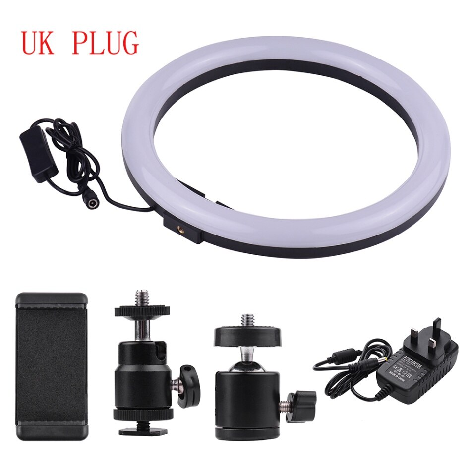 2700-5500K Dimmable Ring Light 30 cm/12 pulgadas fotografía exterior LED Selfie Ring luz con soporte de teléfono para Video Live Studio: Blanco