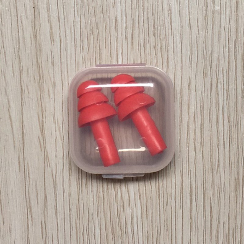 Bouchons d'oreilles en Silicone, 5 paires, Anti-ronflement, pour voyage, sommeil, réduction du bruit, protection pour la natation: 5Pairs Red