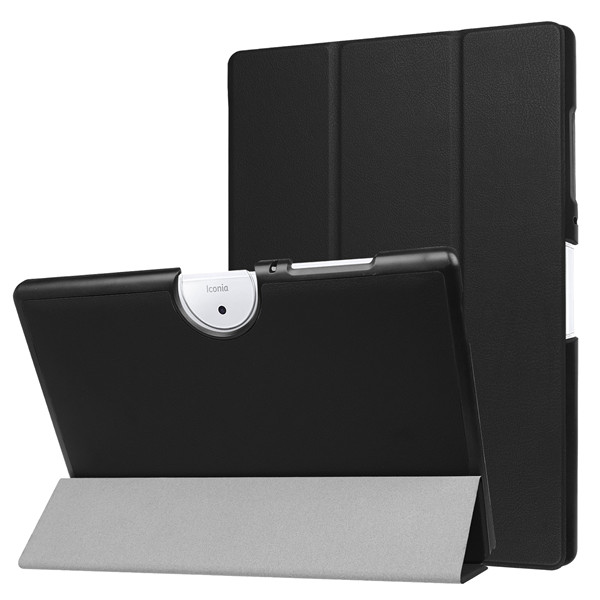 3in1 Magnetic Protective Cover Print Folio Stand PU Leather Case For Acer Iconia One 10 B3-A40 B3 A40 10.1'' Tablet +Film+Pen: Black