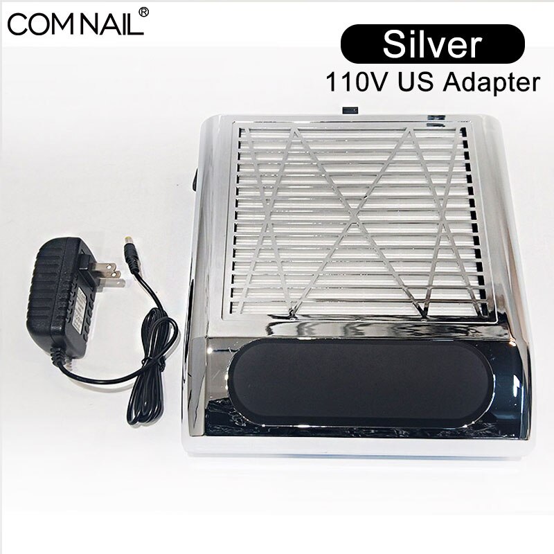 80W Strong Power Nail Dust Collector Nail Fan Art Salon Equipment Suction Dust Collector Machine Vacuum Cleaner Fan EU/US Plugs: Silver US plug