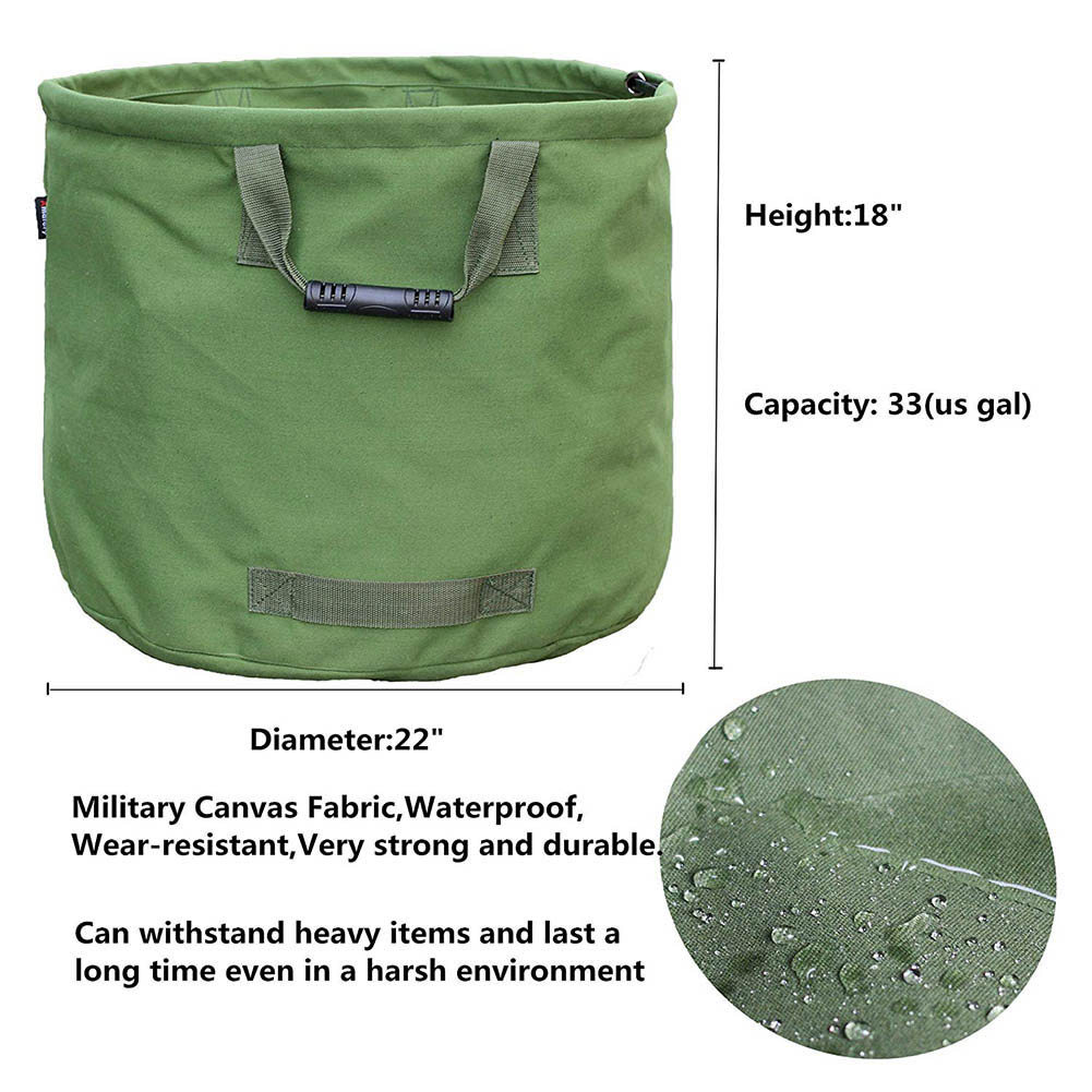 Sac à déchets Portable en toile de jardin, sacs à feuilles de pelouse, conteneurs, fourre-tout en bois de feu, sacs de rangement