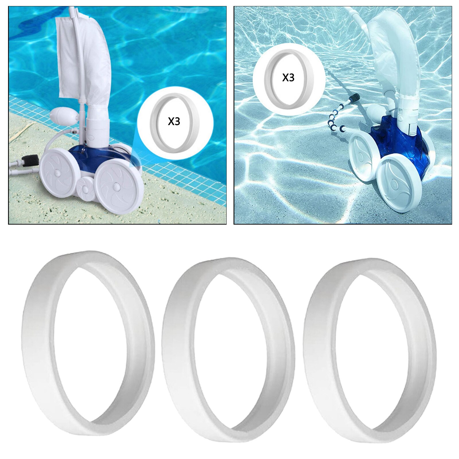 3-Pack Pool Cleaner Tire Replacement - Compatible with Polaris 180, 280, 360, 380 | Heavy Duty