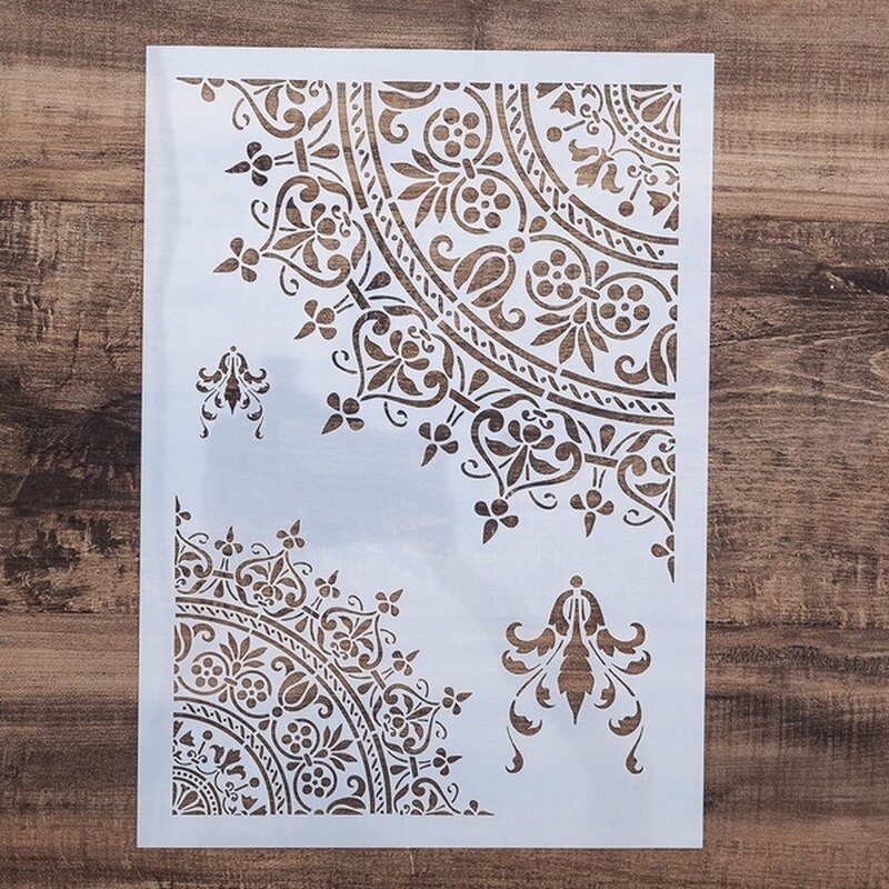 4pcs A4 Size DIY Craft LLion Elephant Mandala Stencil for Wall Painting Scrapbooking Stamping Stamp Album Decorative Embossing