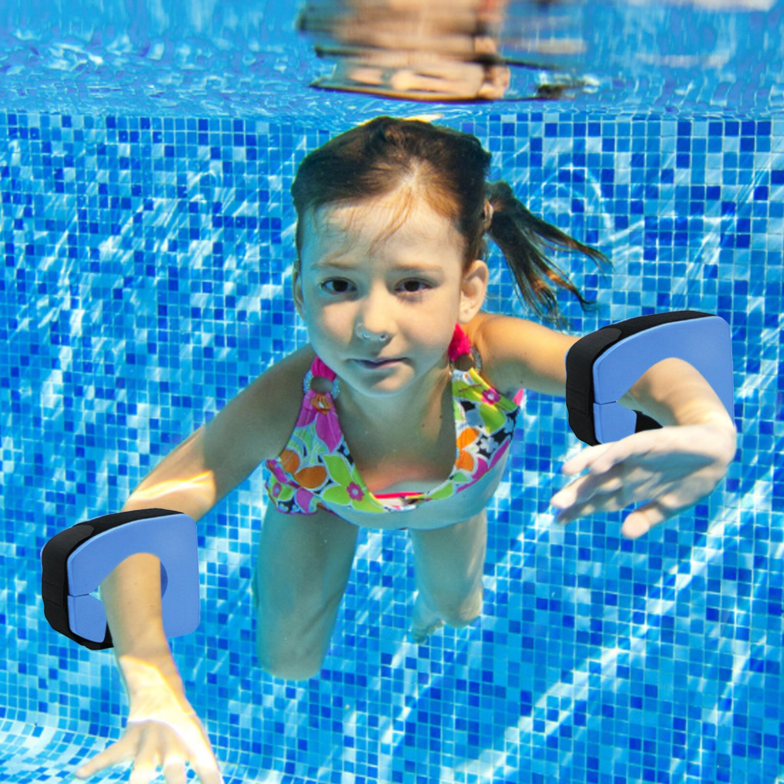 2 Pcs Blue Foam Aquatic Cuffs Swimming Leggings Arm Floating Ring Heavy Weights Water Exercise Aerobics Rings Swim Accessories