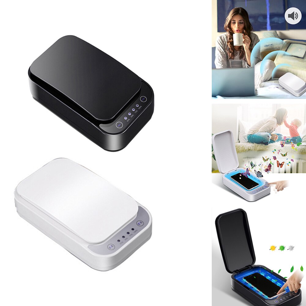 Draagbare Telefoon Uv Sanitizer Ziektekiemen Usb Draagbare Licht Sterilisator Box Bacteriën Uv Desinfectie Lampen Apparaat Draadloos Opladen