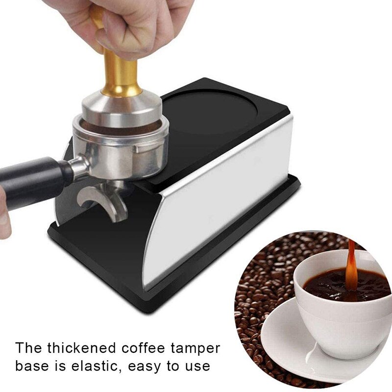 Upors praktisk kaffestamper stativ rustfritt stål kaffestamperholder gjenbrukbar silikon tamping matt durabl kaffetrakter verktøy