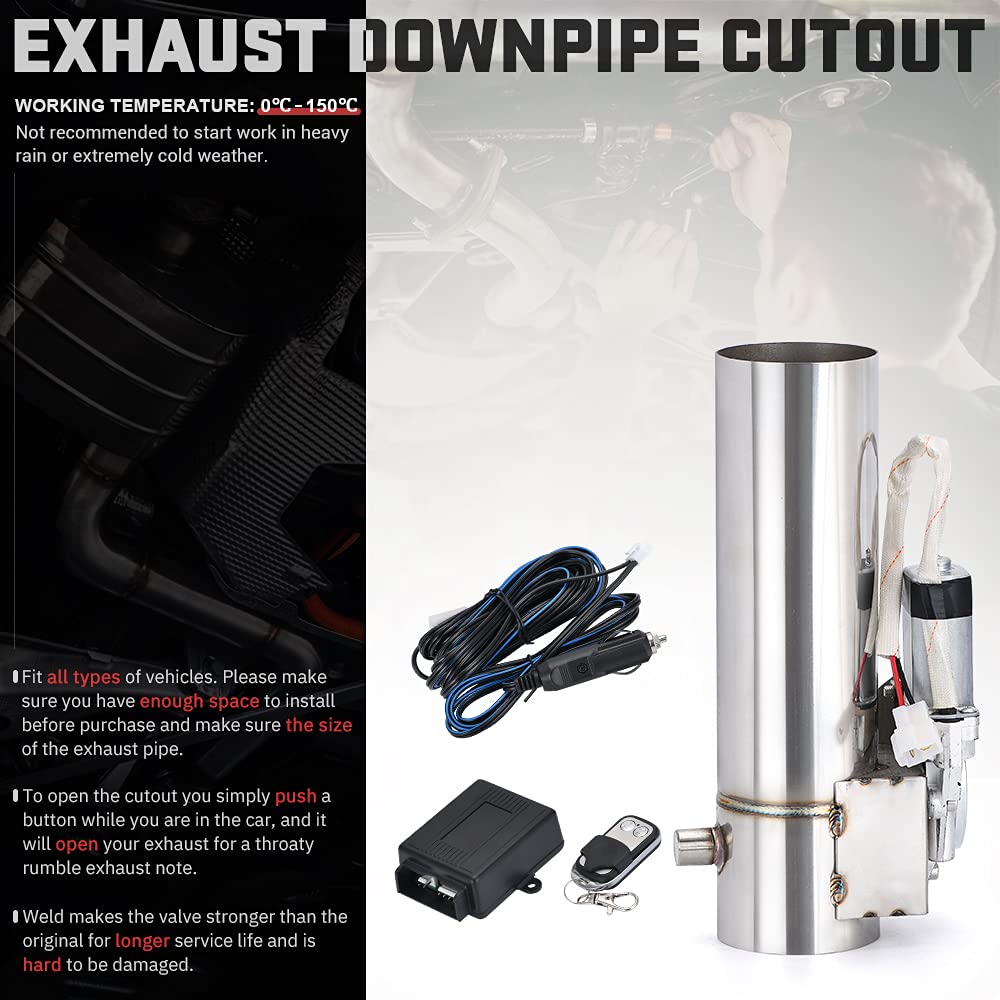Universal Stainless Steel 2.5&quot;-3&quot; Inch /76mm Exhaust Pipe Electric I Pipe Cutout with Remote Control Valve Car Accessories
