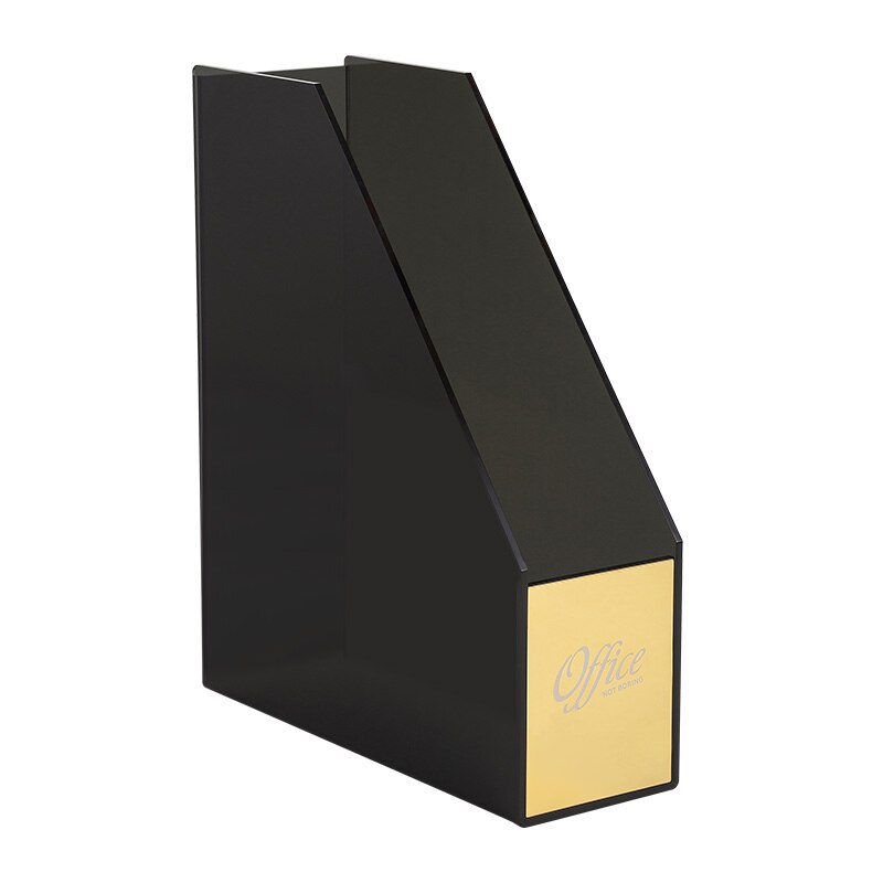Organizador de escritorio para documentos, soporte acrílico antigolpes, caja de almacenamiento para casa, oficina, libros, documentos, estuche de lápices, estante, organizador de papelería: Stand Box-Black