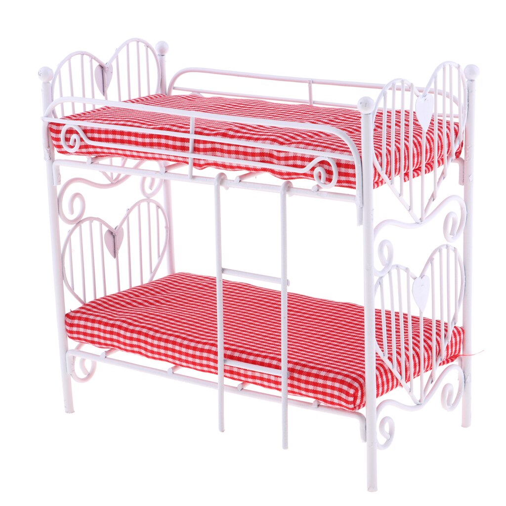 1/12th Poppenhuis Slaapkamer Meubels Fijne Metalen Stapelbed Met Ladder Kamer Scene Decor