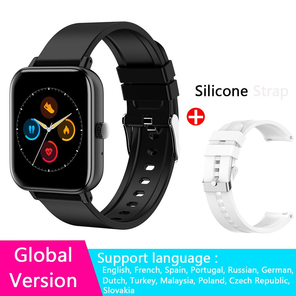 Smartwatch Men Bluetooth Call 1.72inch Full Touch Fitness Tracker Blood Pressure Clock Women Smart Watch for Xiaomi PK GTS Band: Set Silicone A