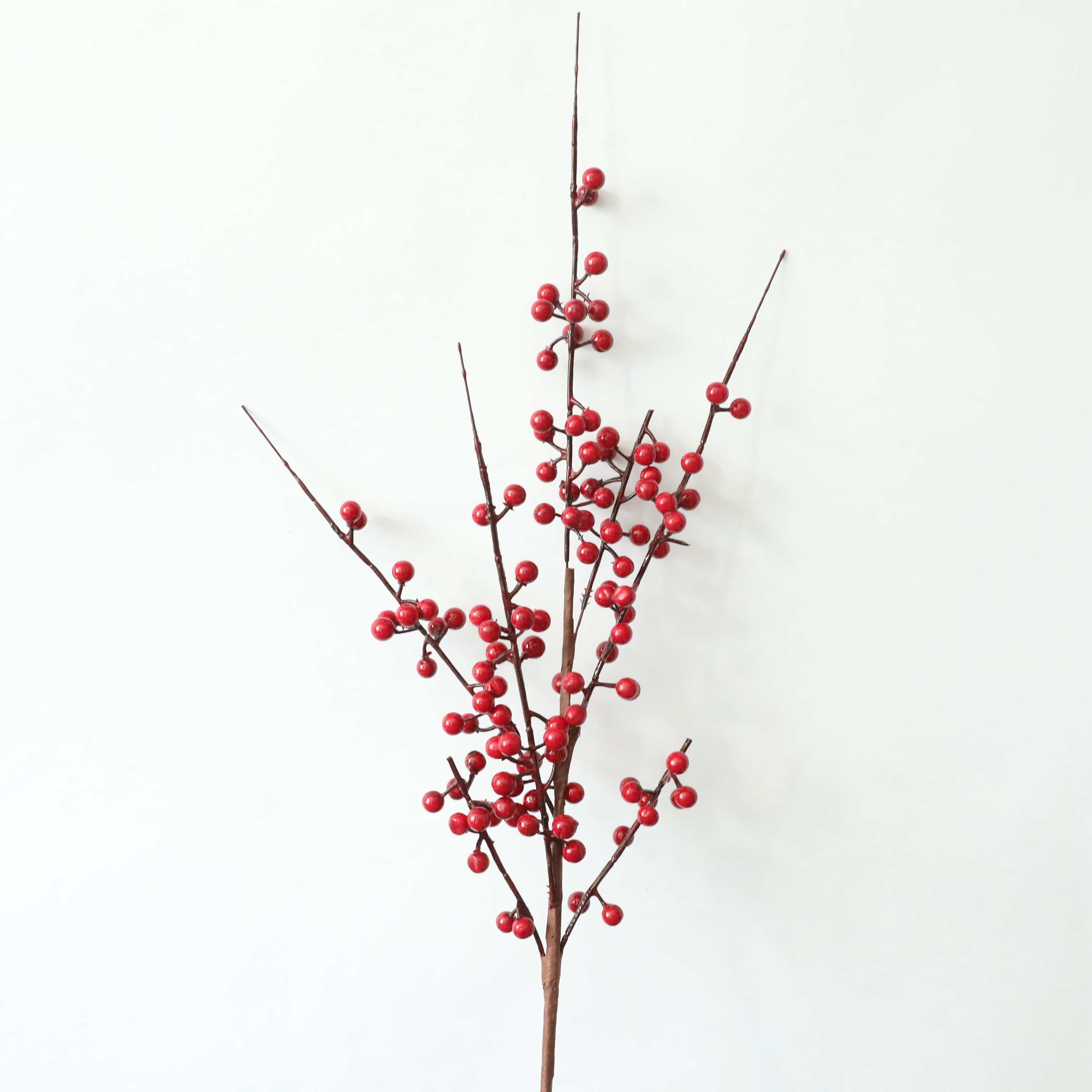 Bærfrugt gren kunstige planter gule røde bær kristtorn frugt hjem dekoration til hjem xmas røde bønner juledekoration: Rød