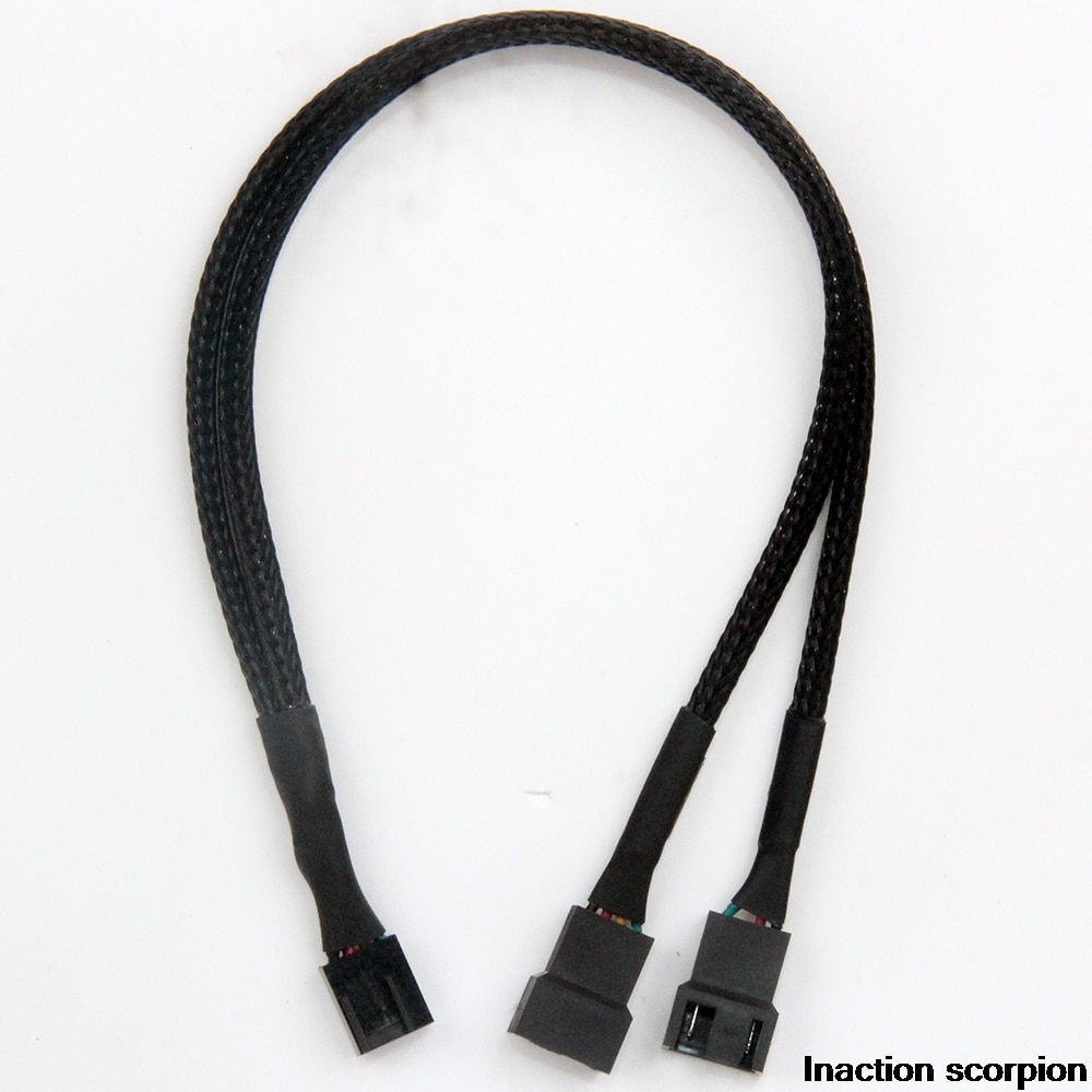 Black Braided Cabl Y Splitter 3/4 pin PWM Fan Computer PC Fan Power Extension Cable 30cm Computer Cables Connectors Accessories