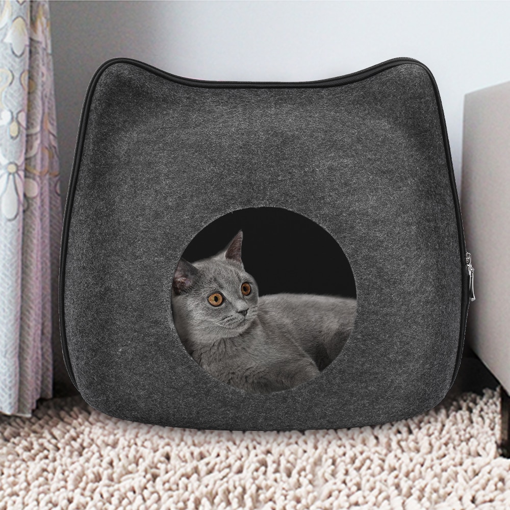 Hond Kat Bed Cave Slaapzak Vilt Doek Huisdier Huis Nest Kat Mand Producten Met Kussen Mat Voor Katten Dieren levert