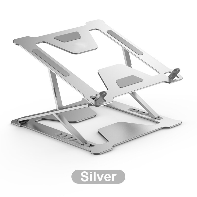 Verstelbare laptopstandaard, draagbare ondersteuning, notebookstandaard voor macbook pro, computerkoelbeugel, verhoger voor laptop, bureauverhoger: Zilver
