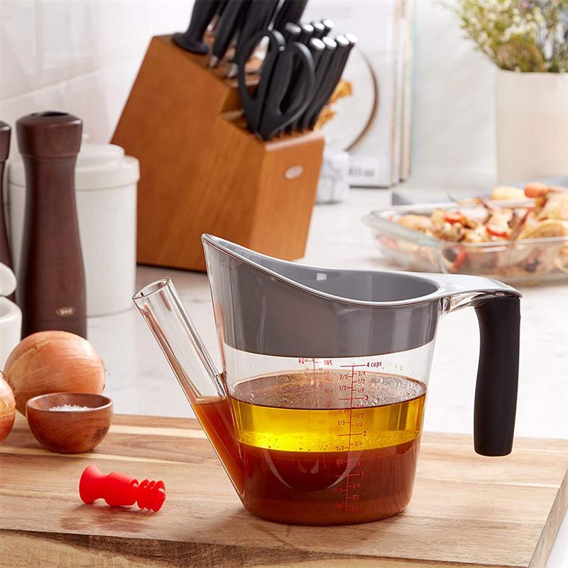 Buenos agarres multifuncionales con separador de grasa salsa taza de medición despertar olla de carne sopa colección herramientas de cocina