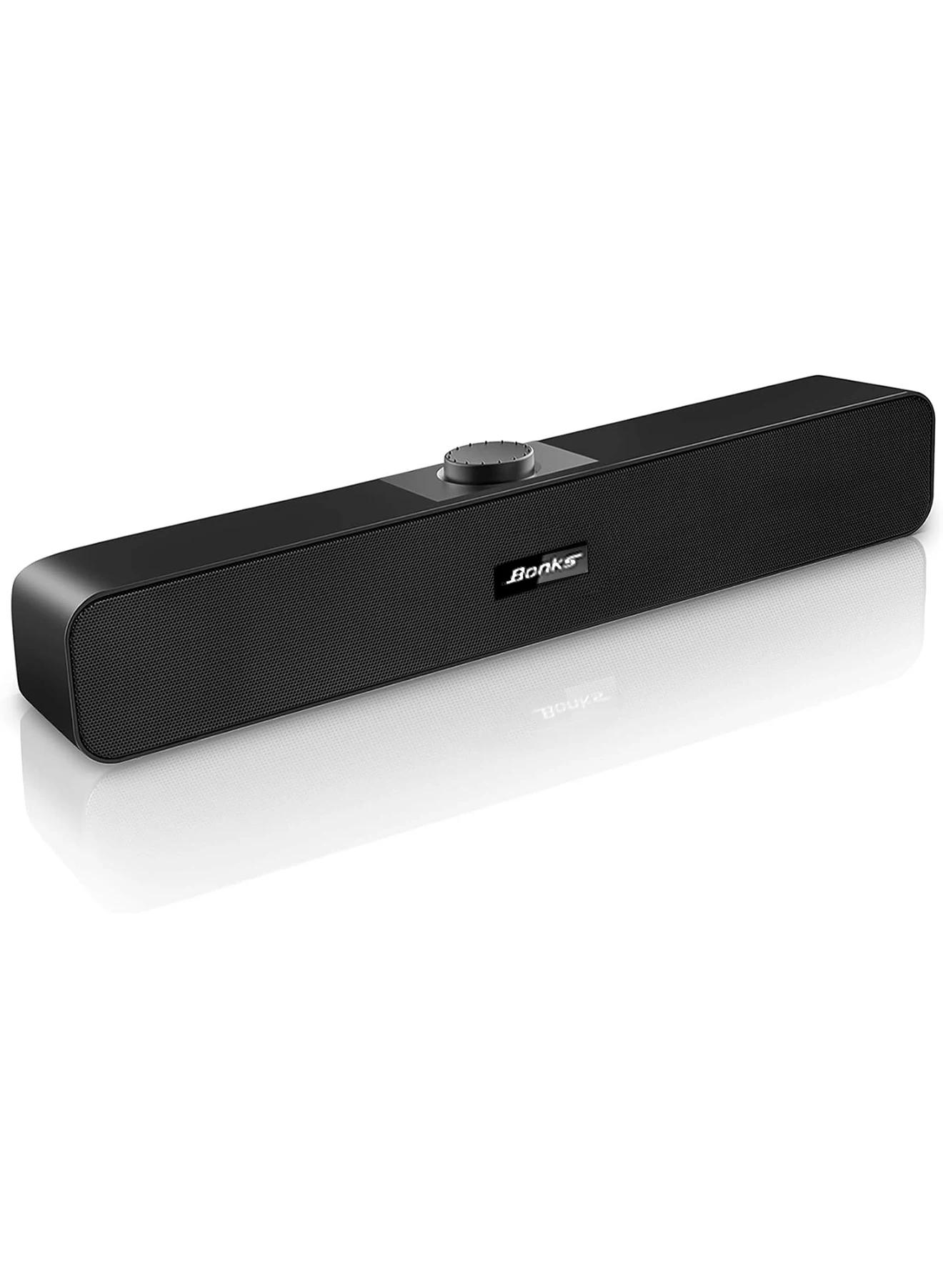 Sarini 1 Paar Mini Computerlautsprecher für Desktop PC, 3,5 mm TRS Eingang mit Lautstärkeregler, über USB mit Strom versorgt, Stereo, versteckter Typ, kleine Lautsprecher