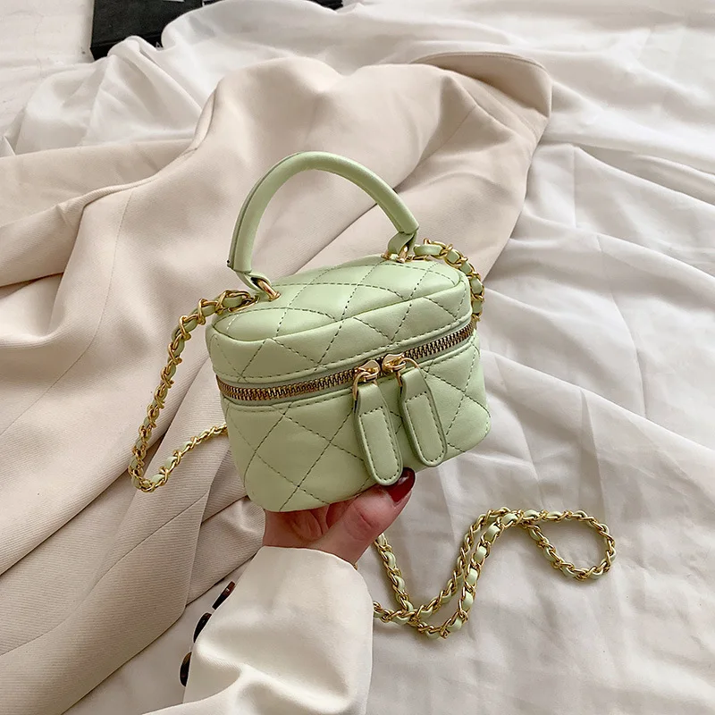 Kinderen Mini Handtassen Zwart PU Lederen Emmer Tas voor Meisjes Metalen Ketting Dames Kleine Crossbody Schoudertassen Kinderen Portemonnee: Rood