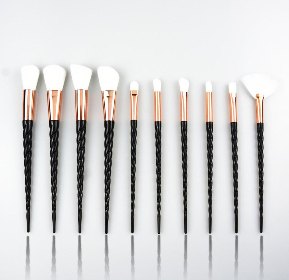 10 brochas de maquillaje de unicornio brochas de maquillaje de cuerno espiral blanco