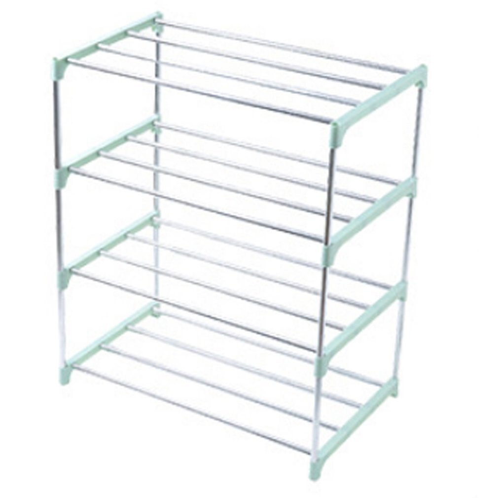 Eenvoudige Multi Layer Schoenenrek Rvs Monteren Opslag Plank Schoenenkast: 4 layers green