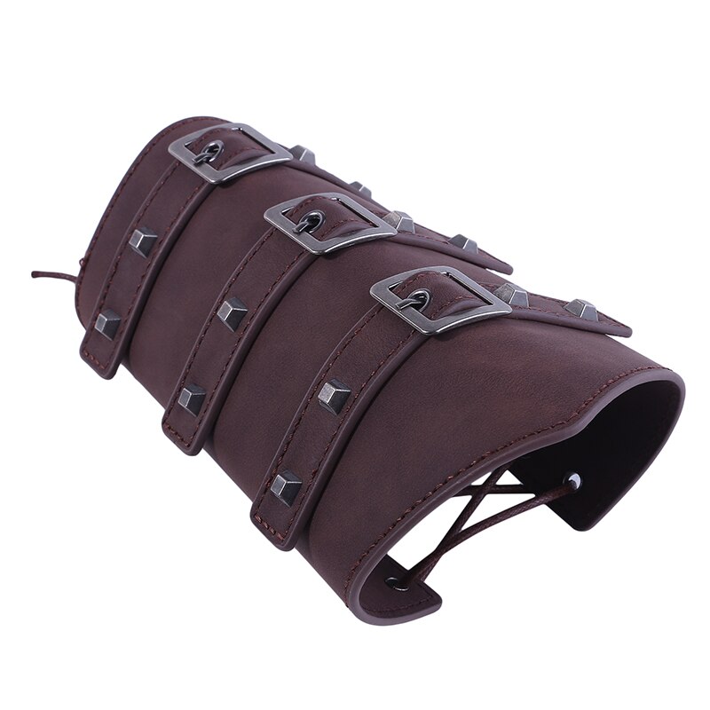 Medieval Larp Knight Arm Cuff Leather Bracer Punk Buckle Strap Armor Adult Wrist Band Archer Gauntlet Costume Gear For Men