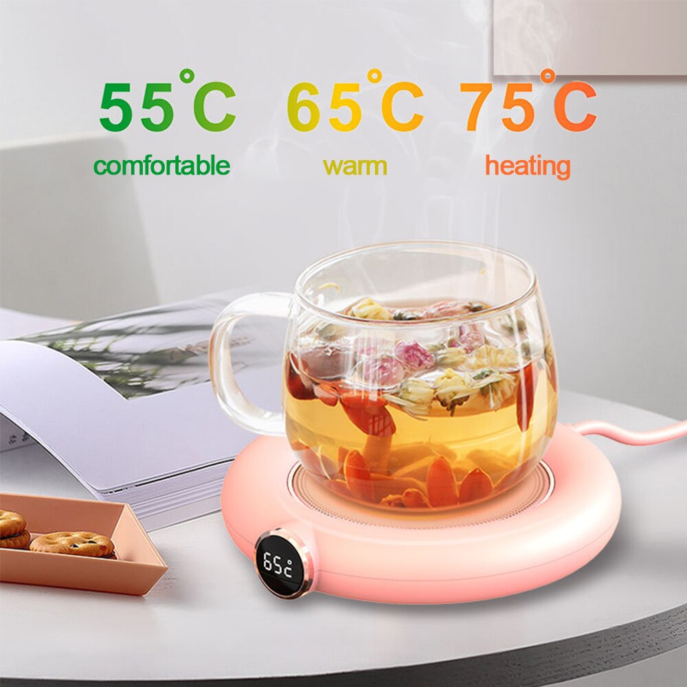 Coffee Tea Mug USB Warmer Pad Electric Heating Cup Pad Home Office 3 Temperatures Adjustable LCD Display Idea