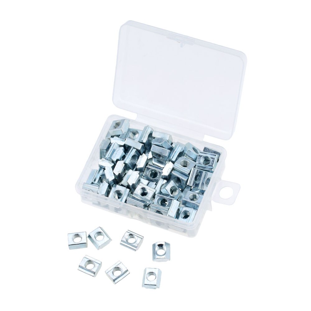 100pcs/set M3 M4 M5 T Slide Nut Fastener Galvanized T-Slot Nuts for 20 Series Aluminum Extrusion Profile