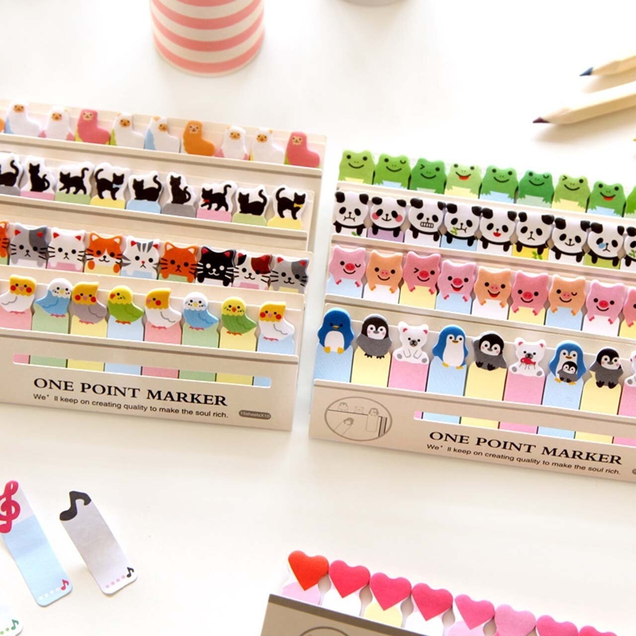 2PCS Stylish Mini 300 Pages Sticker Post It Bookmark Notepad Sticky Notes School Office Supplies Multicolor