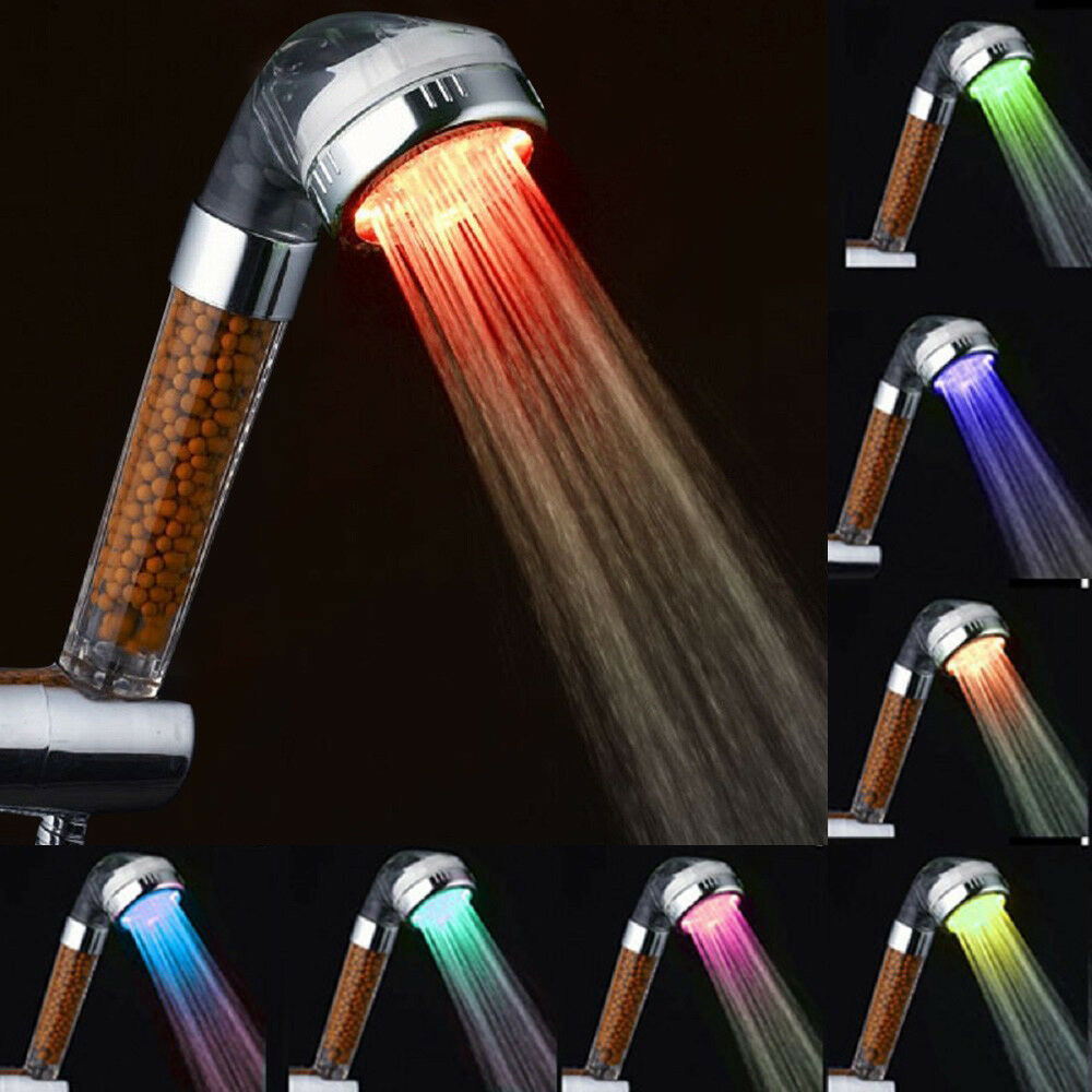 Led duschljus vattentemperaturstyrt färgskiftande led dusch, led duschmunstycke färg 7 växlande: 1019-7