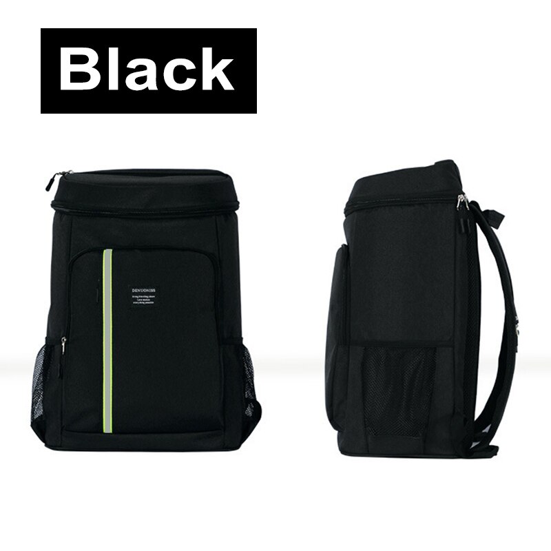 32.8l/18l grande capacidade isolado mochila de refrigeração leakproof alimentos frutas fresco almoço ao ar livre para piquenique acampamento churrasco escritório: 32.8L Black