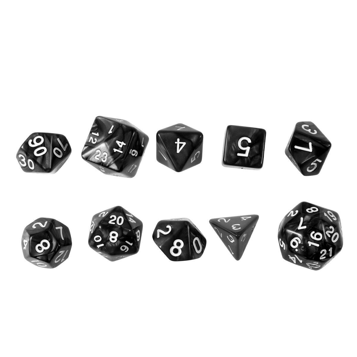 1 Set/10 Pcs Acrylic Polyhedron Dices Numbers Dice Multi-Faceted Entertainment Dice For Home Bar Table Board Games: Pearl grain black