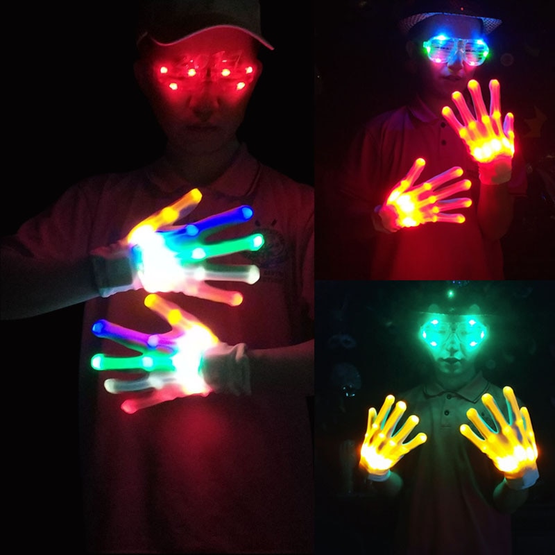 LED Handschoenen Zwaailichten Vinger Lichten 5 Kleuren 6 Modi Halloween Kostuum Party Novelty Light Up Speelgoed voor Kids