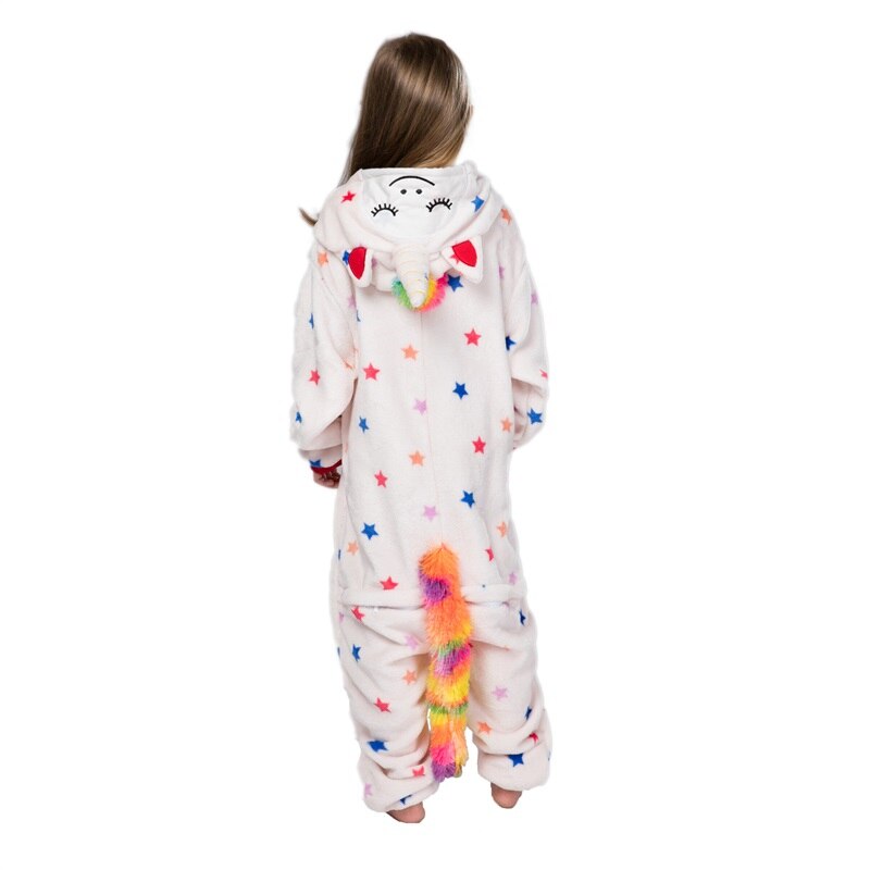 Unicorn Kigurumis Children Kids Onesie Animal Pajama Lovely Cute Stars Print Overalls Girls Winter Warm Soft Sleepwear