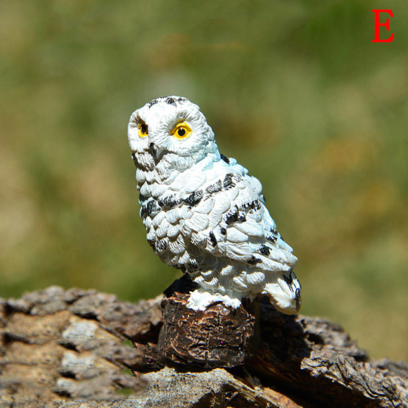 Boneco de paisagem, coruja, resina, jardim doméstico, decoração diy, micro ornamentos, decoração: E