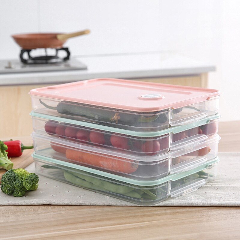 Container Airtight Food Preservation Tray Refrigerator Dumplings Storage Organizer Box with Lid FAS
