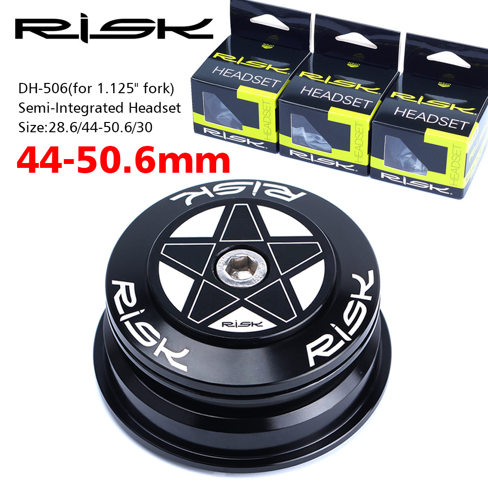Risico Mtb-fietsheadset Geïntegreerd 1 1/8 Stuurkolom 34 41 41.8 44 49.7 50.6 55 56 mm Mountainbike Druklagers Doos Vork: Black