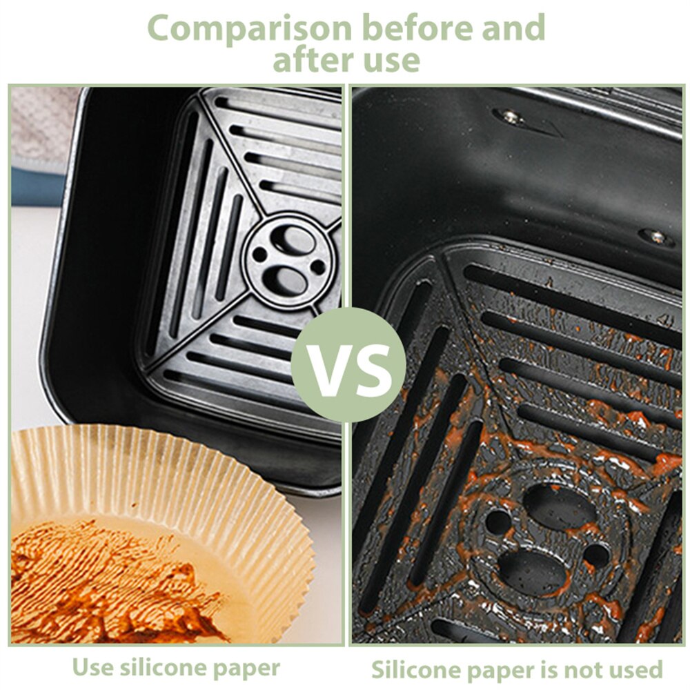 25/50pcs Air Fryer Disposable Paper Liner Non-Stick Mat Steamer Round Paper Baking Mats Kitchen AirFryer Baking Accessories