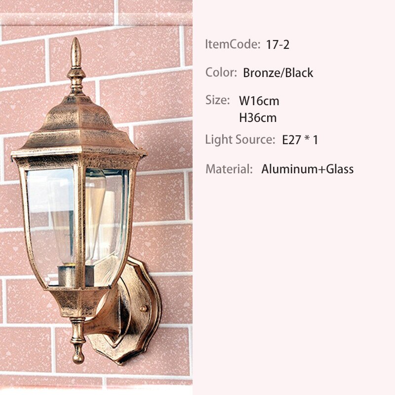 ledet utebelysning vegglys utelys med ledet balkonglys aluminium  e27 lampe: 17-2 w16 h36cm / Bronse