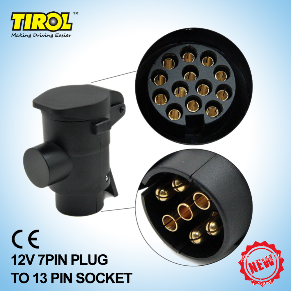 TIROL 7 Tot 13 Pin Trailer Plug Black frosted materialen Trailer Bedrading Connector 12 V Trekhaak Trekhaak Plug