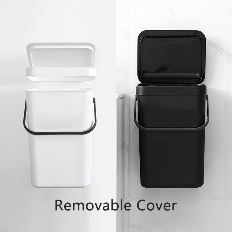 Kitchen Rubbish Bin Wall Mounted Trash Can Home Kitchen Cabinet Door Hanging Trash Garbage Bin Can Rubbish Container Trash Can