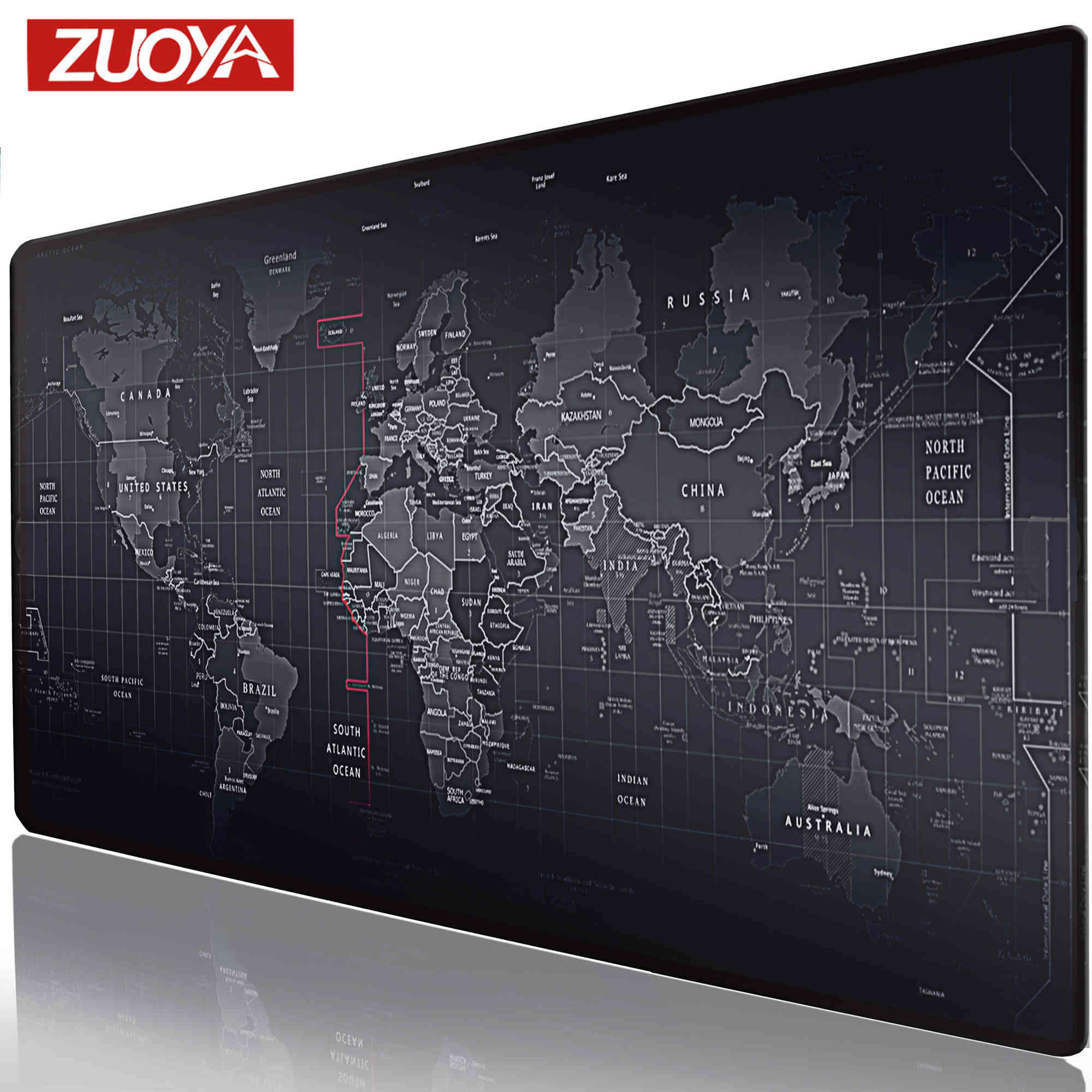 ZUOYA Extra Large Mouse Pad Old World Map Gaming Mousepad Anti-slip Natural Rubber with Locking Edge Gaming Mouse Mat: World Map / 900X400mm