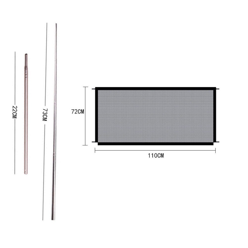 Puerta de seguridad para perros, valla de malla ingeniosa para interior y exterior, cercas de barrera para mascotas, suministros para mascotas: 110X72CM