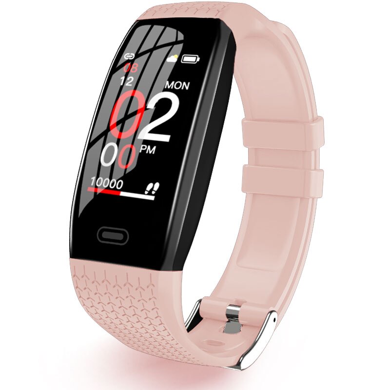 Letike T5 Smart Bracelet men watch real-time monitor temperature & heart rate best Couple Fitness Tracker pink fit women: Pink