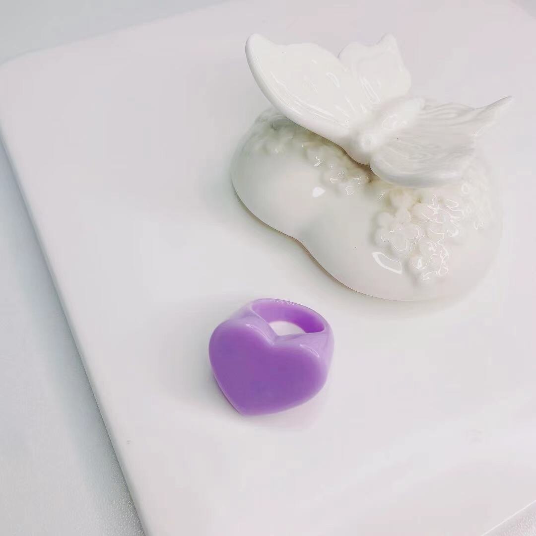 Sweet Charm Kleurrijke Hars Hart Hars Acryl Vinger Ringen Voor Vrouwen Meisjes Eenvoudige Zomer Partij Sieraden: 4