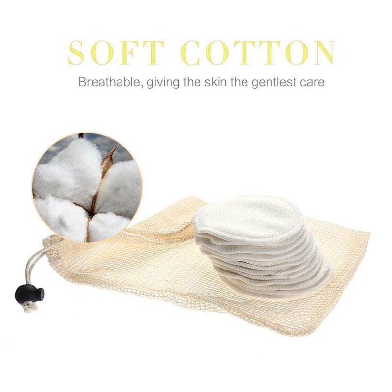 Almohadillas reutilizables, 12 Uds., lavables, redondas, de bambú, de algodón, para quitar el maquillaje Facial, con bolsa de malla, para limpieza Facial/ocular/Facial: Default Title
