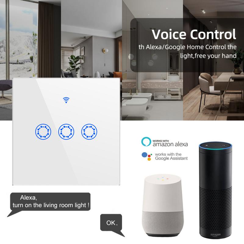 European Standard Smart WiFi Touch Switch Alexa Voice Control Smart Wifi Wall Switch Smart Switch 1000W For IOS/Android Phones