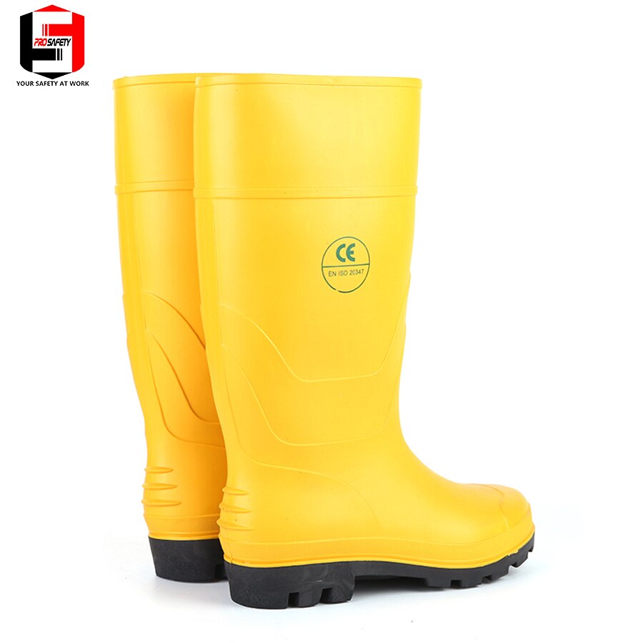 PRO SAFETY Rubber Rain Boots Water Garden Shoes Cheap PVC Safety Gumboots Yellow Footwear China