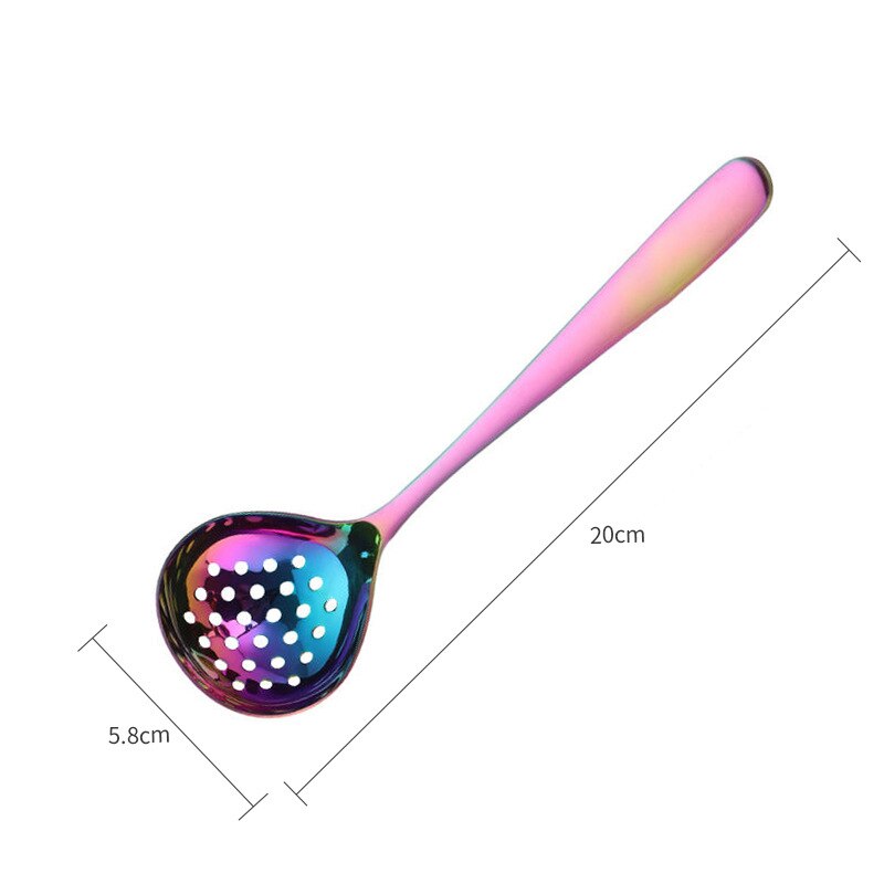 304 Stainless Steel Spoon Soup Ladle Scoop Family Soup Spoon Serving Colander spoons Cooking Spoon Kitchen Accessories Utensil: Colorful colander